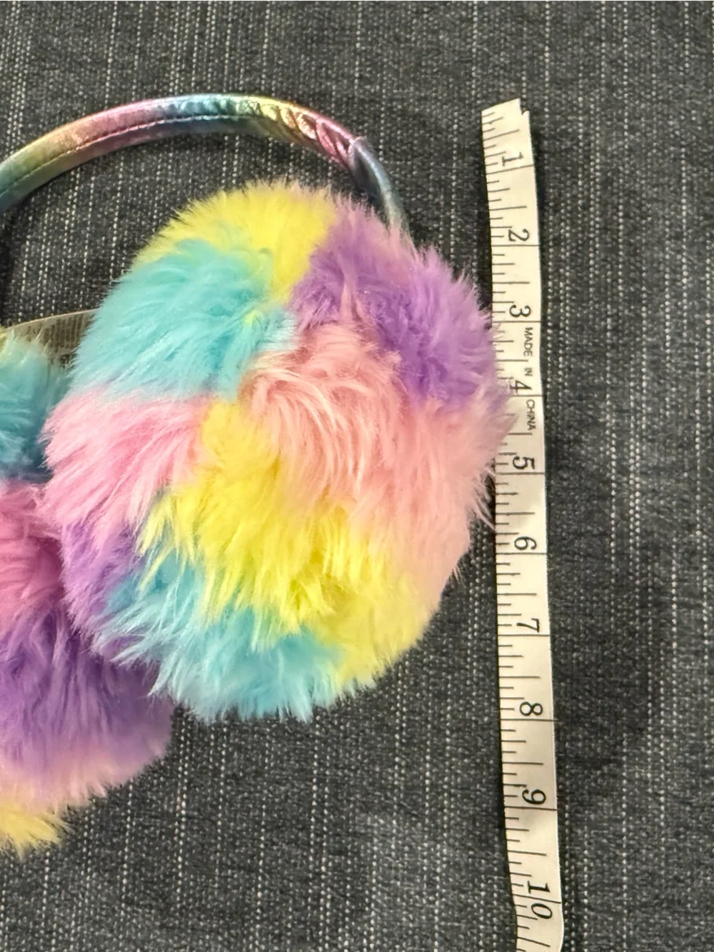 wonder nation Rainbow Pastel Faux Fur Ear Muffs - Pink Purple Blue Yellow